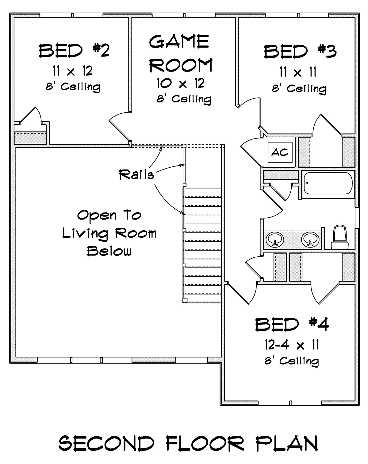 Cottage Traditional Level Two of Plan 82824