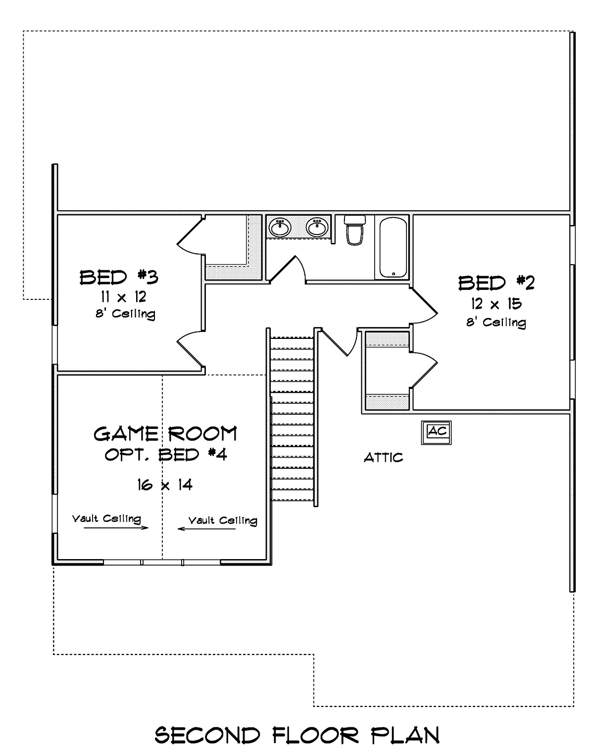 Cottage Farmhouse Level Two of Plan 82825