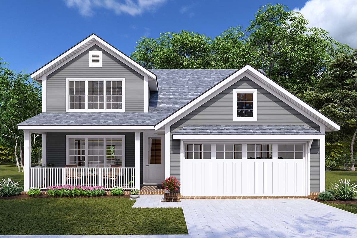 Cottage, Farmhouse Plan with 2025 Sq. Ft., 4 Bedrooms, 3 Bathrooms, 2 Car Garage Elevation