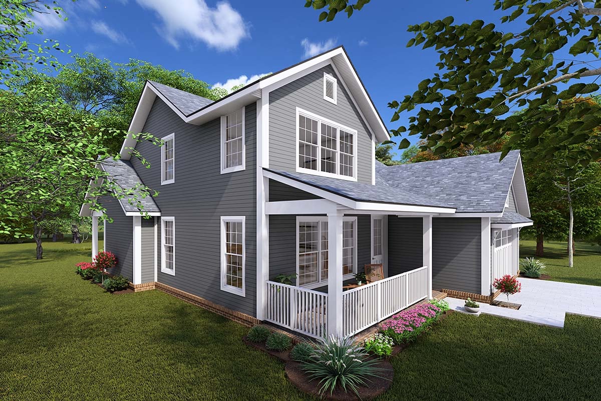 Cottage, Farmhouse Plan with 2025 Sq. Ft., 4 Bedrooms, 3 Bathrooms, 2 Car Garage Picture 3