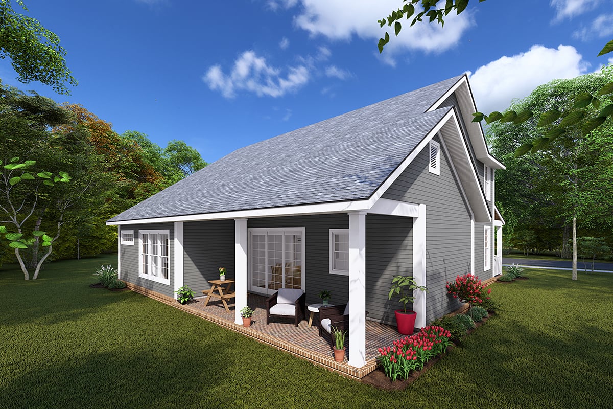 Cottage Farmhouse Rear Elevation of Plan 82825