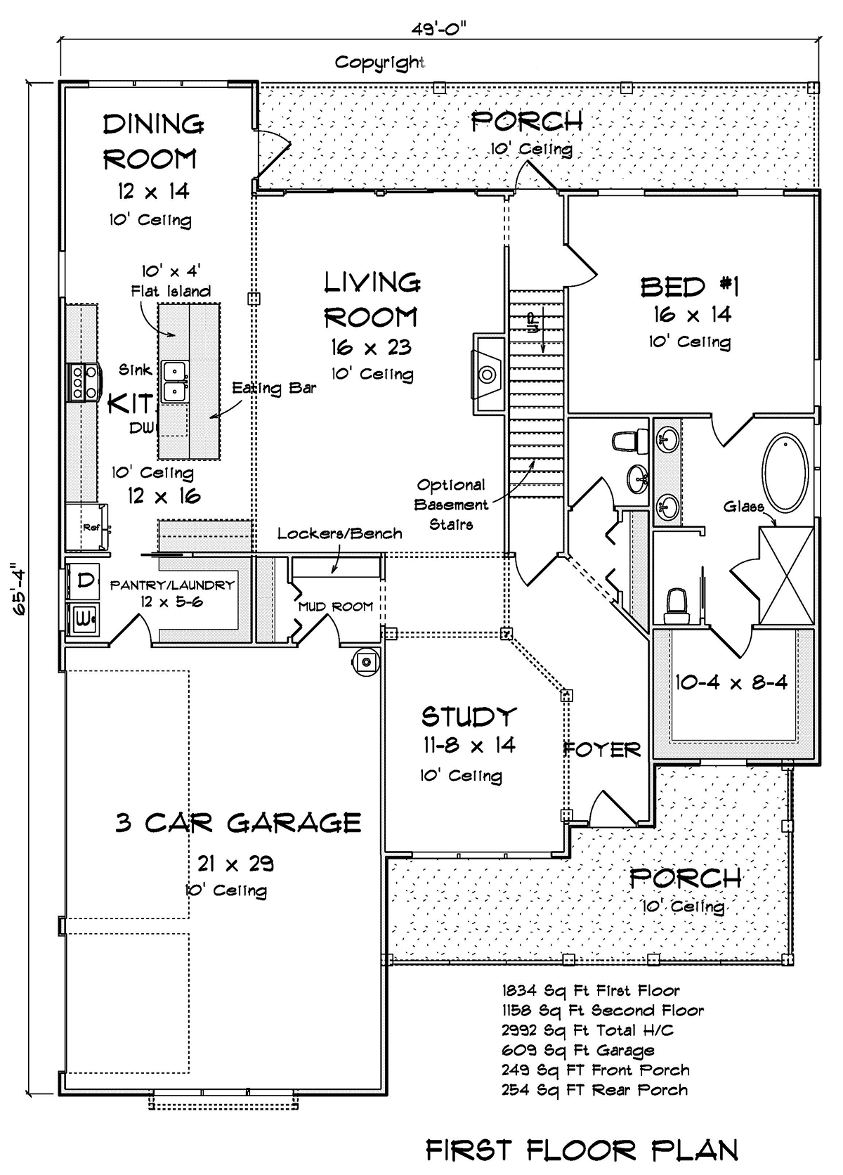 Cottage Farmhouse Level One of Plan 82827