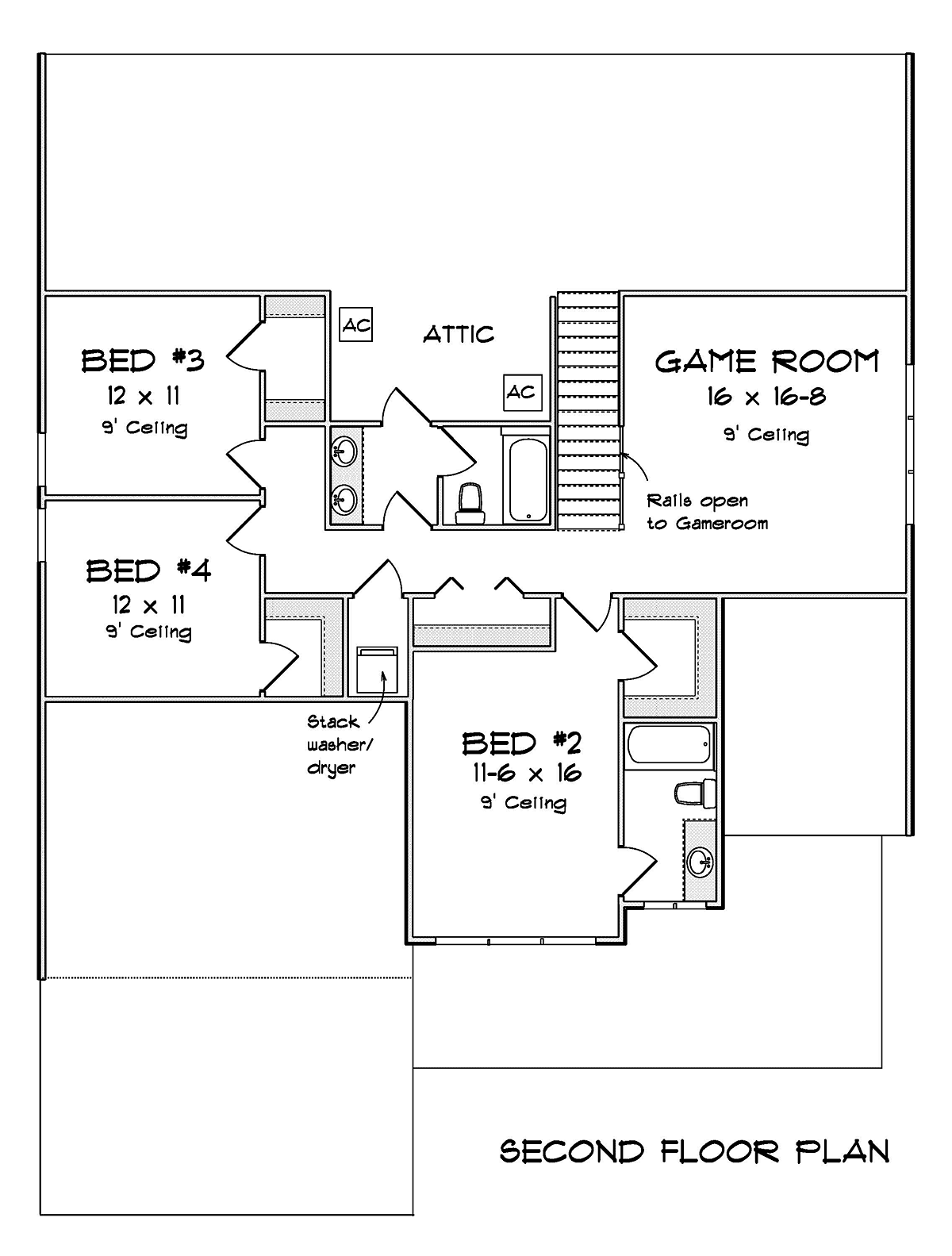Cottage Farmhouse Level Two of Plan 82827