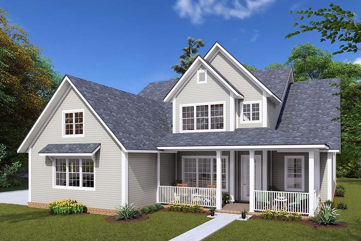 Cottage, Farmhouse Plan with 2992 Sq. Ft., 4 Bedrooms, 4 Bathrooms, 3 Car Garage Elevation