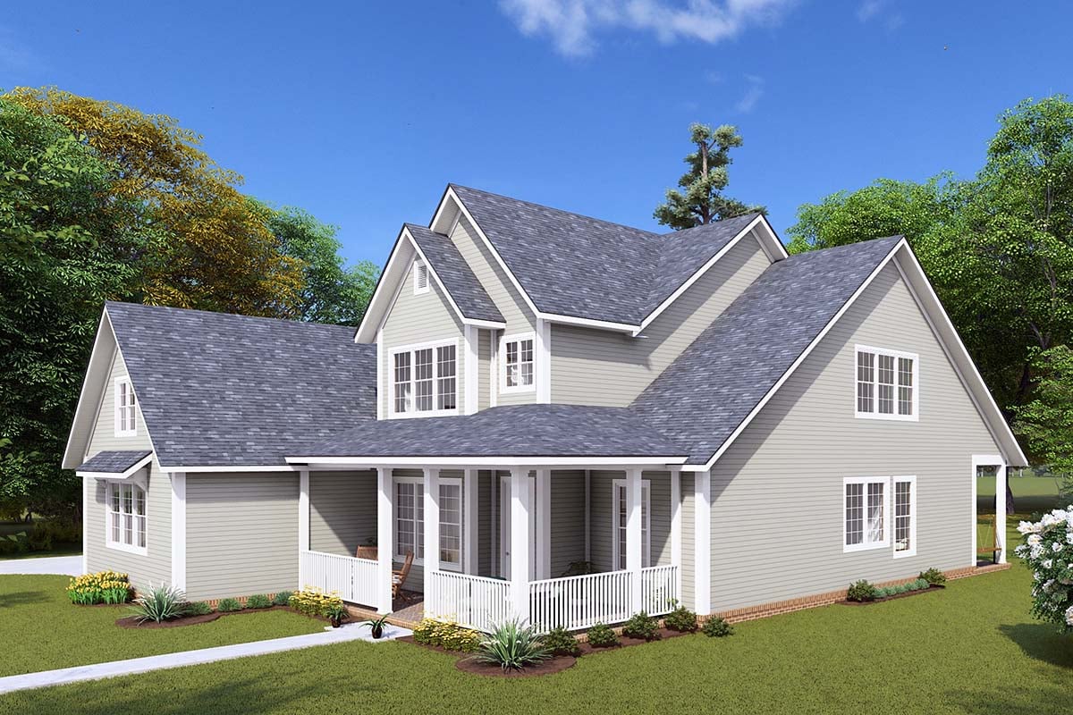 Cottage, Farmhouse Plan with 2992 Sq. Ft., 4 Bedrooms, 4 Bathrooms, 3 Car Garage Picture 2
