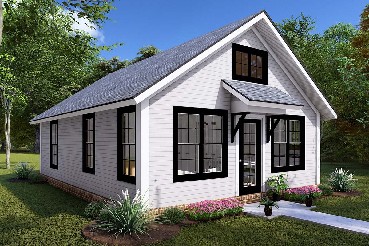 Cottage, Craftsman, Traditional Plan with 627 Sq. Ft., 2 Bedrooms, 1 Bathrooms Picture 3