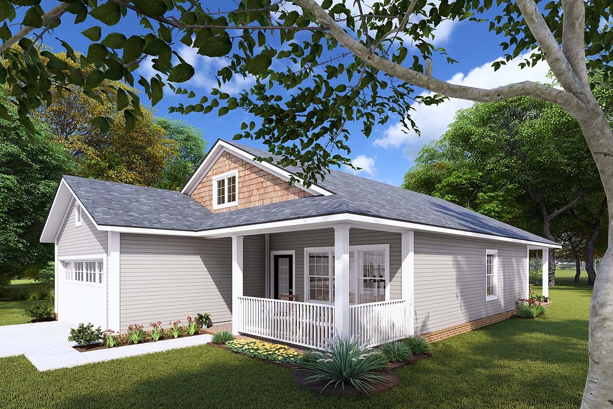 Cottage, Craftsman, Traditional Plan with 1388 Sq. Ft., 3 Bedrooms, 2 Bathrooms, 2 Car Garage Picture 2