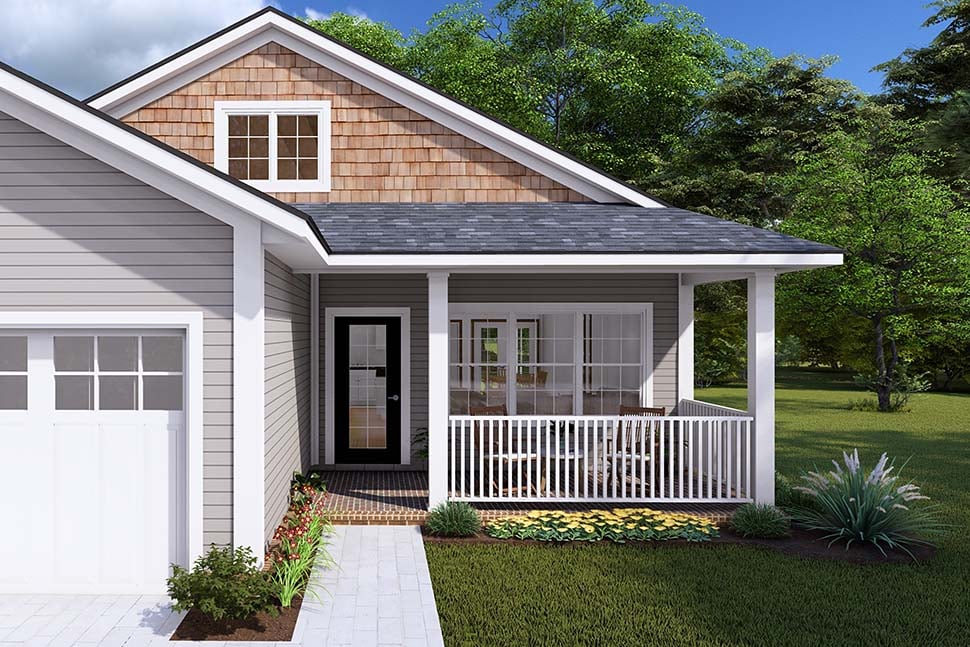 Cottage, Craftsman, Traditional Plan with 1388 Sq. Ft., 3 Bedrooms, 2 Bathrooms, 2 Car Garage Picture 4