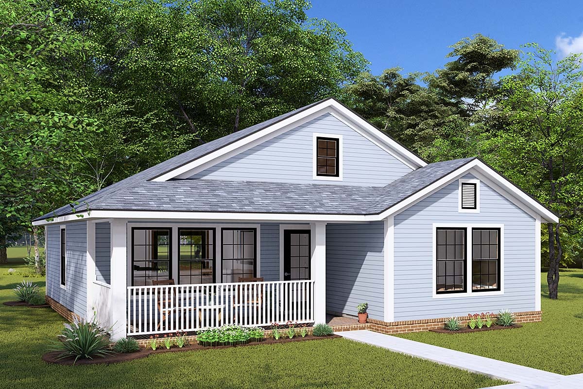 Cottage, Craftsman, Traditional Plan with 997 Sq. Ft., 2 Bedrooms, 2 Bathrooms Elevation