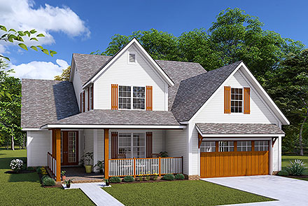 Cottage Farmhouse Traditional Elevation of Plan 82833
