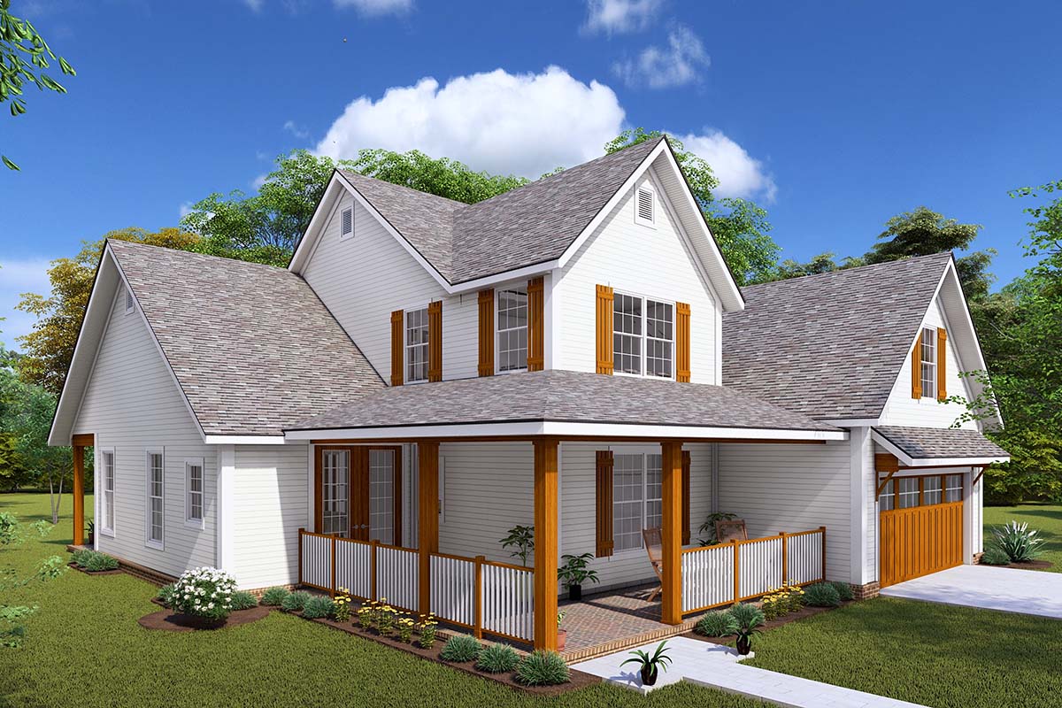 Cottage, Farmhouse, Traditional Plan with 2065 Sq. Ft., 3 Bedrooms, 3 Bathrooms, 2 Car Garage Picture 3
