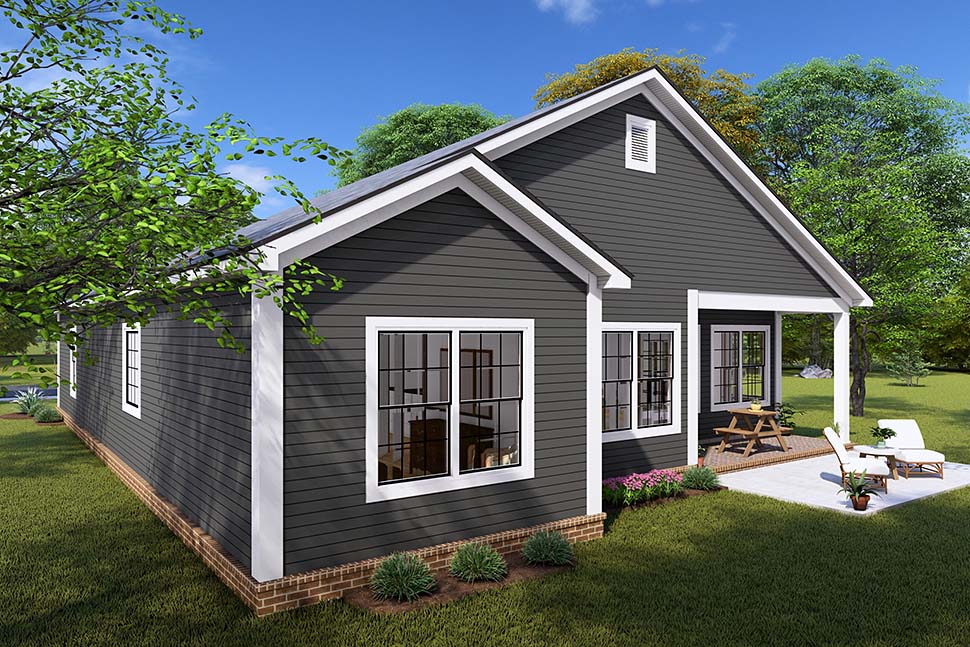 Cottage, Country, New American Style, Traditional Plan with 1400 Sq. Ft., 3 Bedrooms, 2 Bathrooms, 2 Car Garage Picture 5