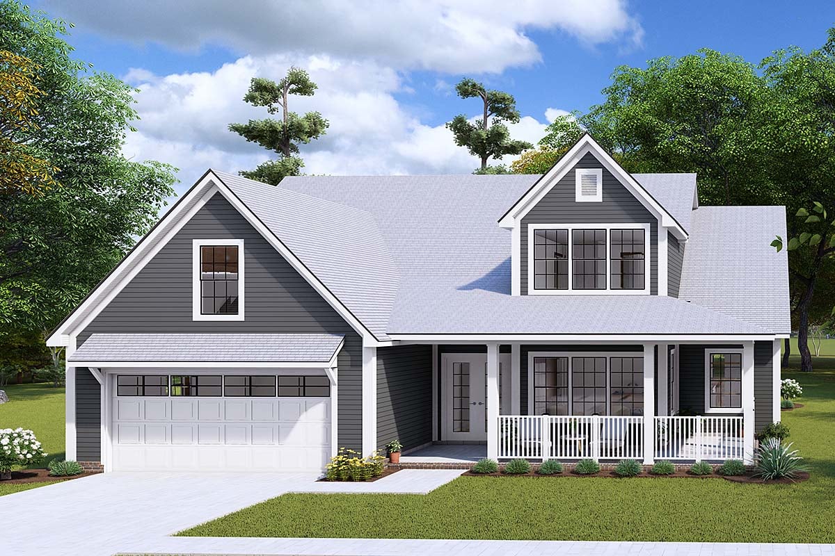 Cottage, Country, Farmhouse, Traditional Plan with 1983 Sq. Ft., 3 Bedrooms, 3 Bathrooms, 2 Car Garage Elevation