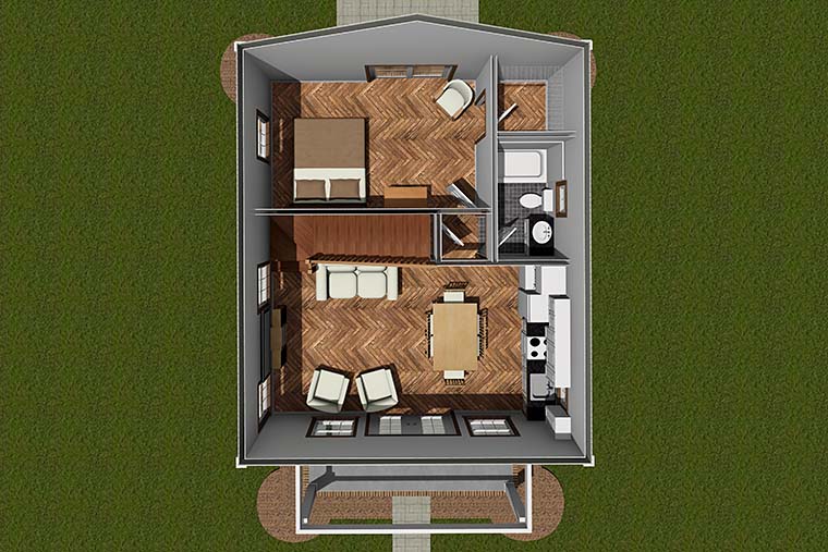 Cabin, Cottage Plan with 730 Sq. Ft., 1 Bedrooms, 1 Bathrooms Picture 6