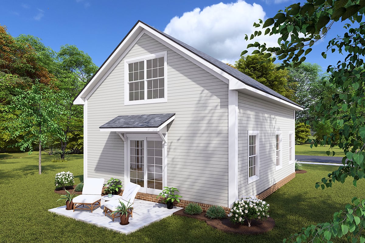 Cabin, Cottage Plan with 730 Sq. Ft., 1 Bedrooms, 1 Bathrooms Rear Elevation