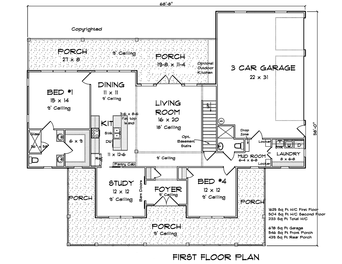 Cottage Farmhouse Traditional Level One of Plan 82839