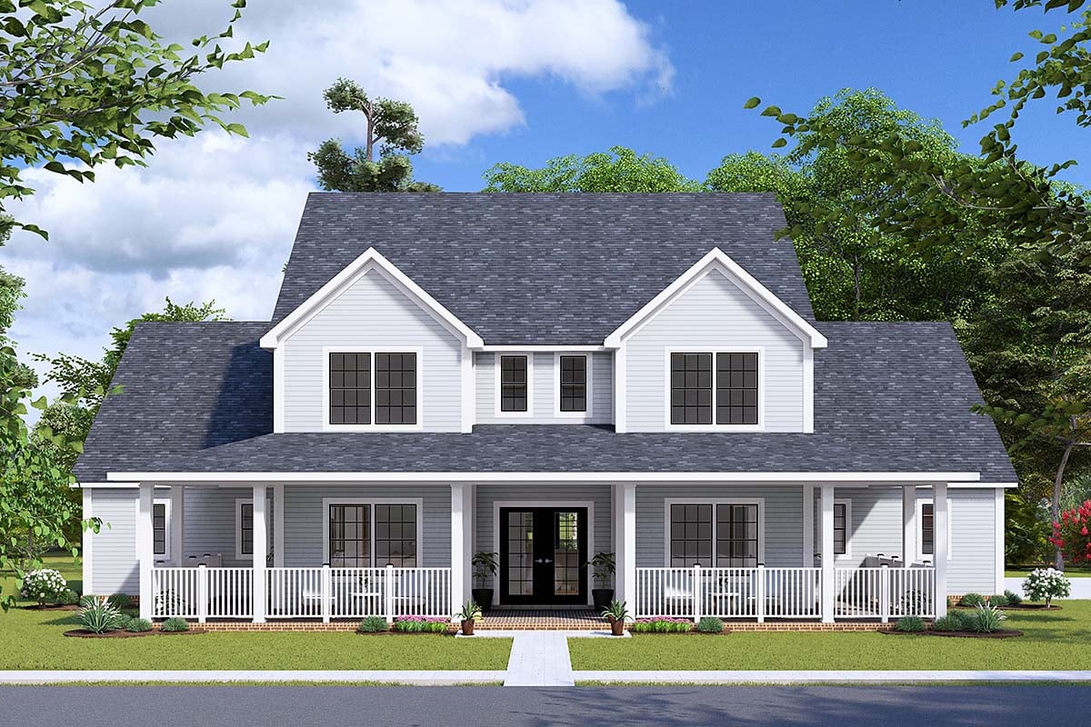 Cottage, Farmhouse, Traditional Plan with 2133 Sq. Ft., 4 Bedrooms, 3 Bathrooms, 3 Car Garage Elevation