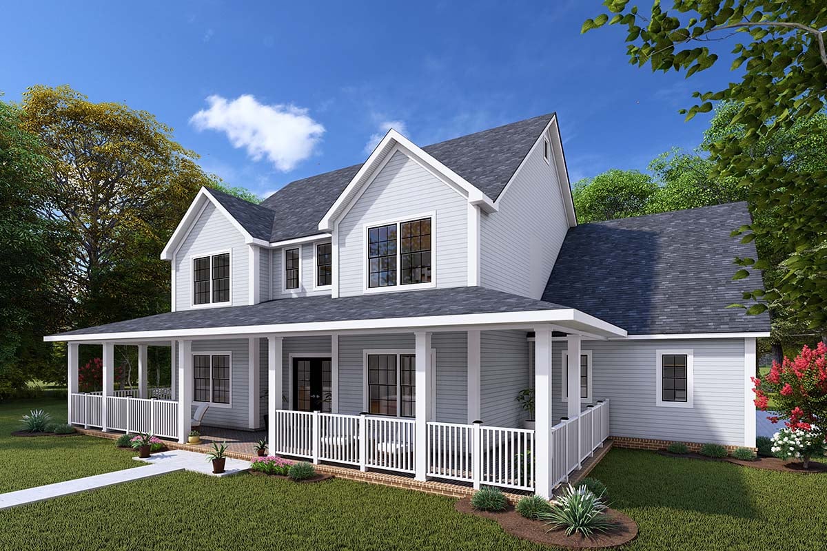 Cottage, Farmhouse, Traditional Plan with 2133 Sq. Ft., 4 Bedrooms, 3 Bathrooms, 3 Car Garage Picture 2