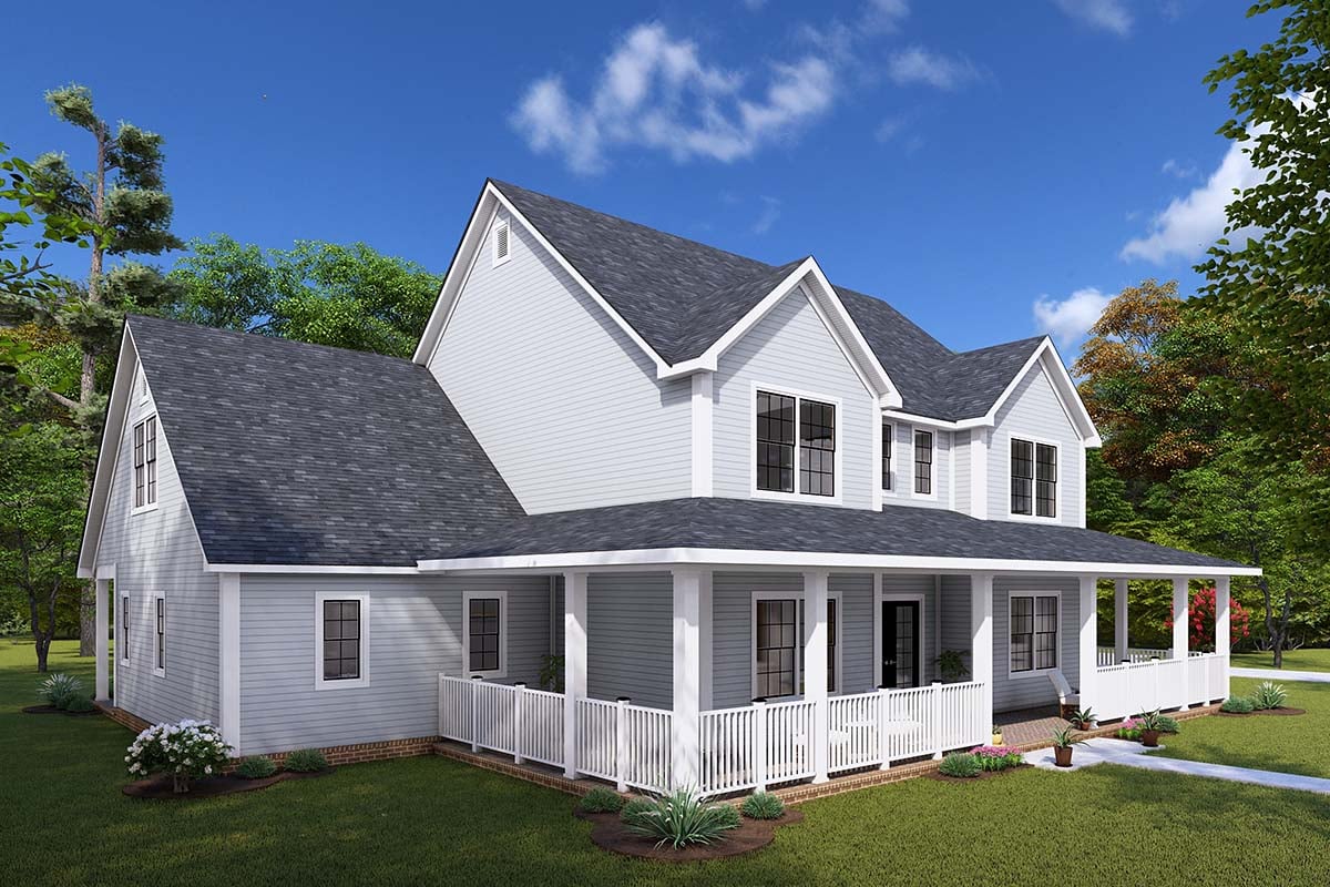 Cottage, Farmhouse, Traditional Plan with 2133 Sq. Ft., 4 Bedrooms, 3 Bathrooms, 3 Car Garage Picture 3