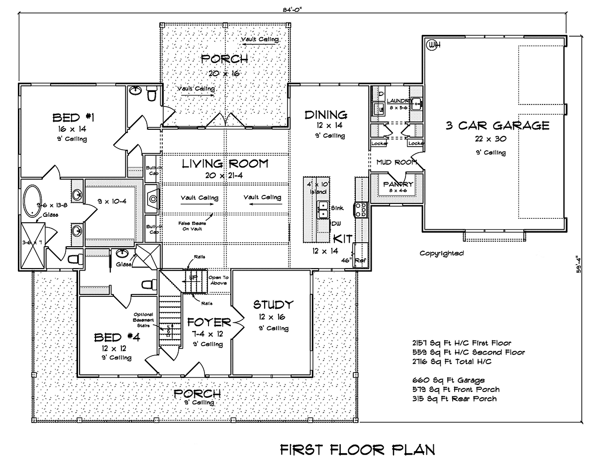 Farmhouse Traditional Level One of Plan 82841