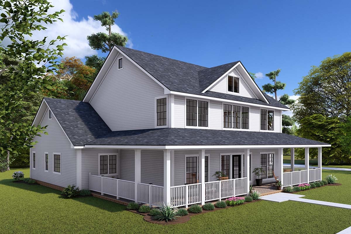 Farmhouse, Traditional Plan with 2716 Sq. Ft., 4 Bedrooms, 4 Bathrooms, 3 Car Garage Picture 3