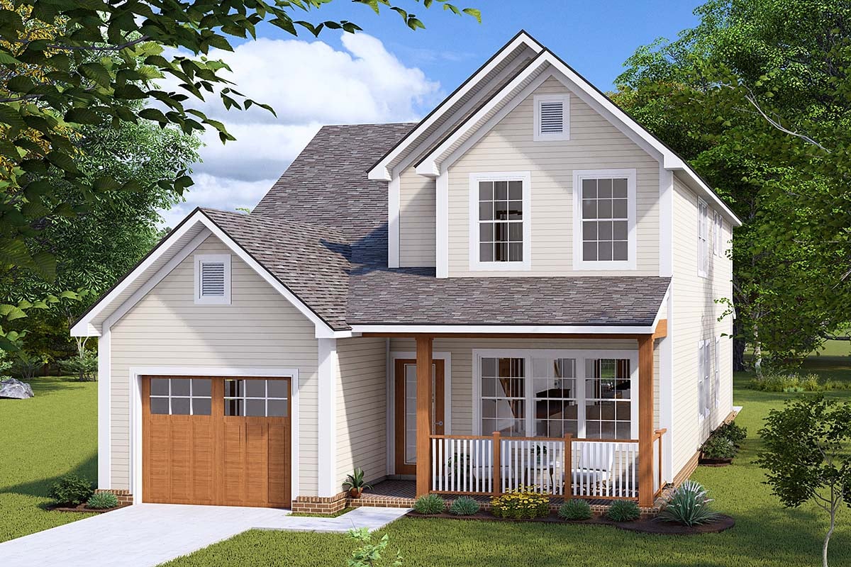 Cottage, Traditional Plan with 2020 Sq. Ft., 4 Bedrooms, 3 Bathrooms, 1 Car Garage Elevation