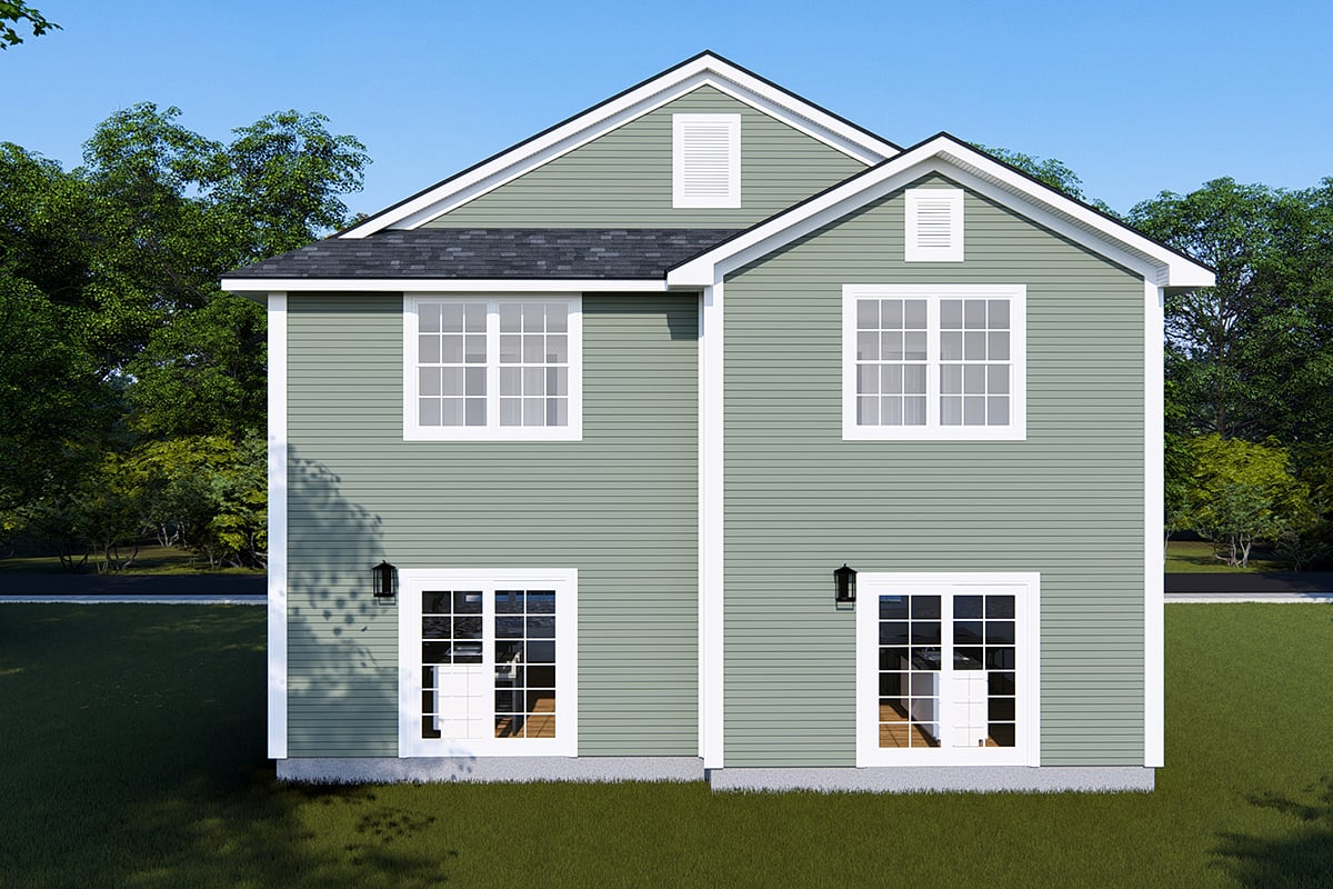Traditional Plan with 2240 Sq. Ft., 4 Bedrooms, 6 Bathrooms Rear Elevation