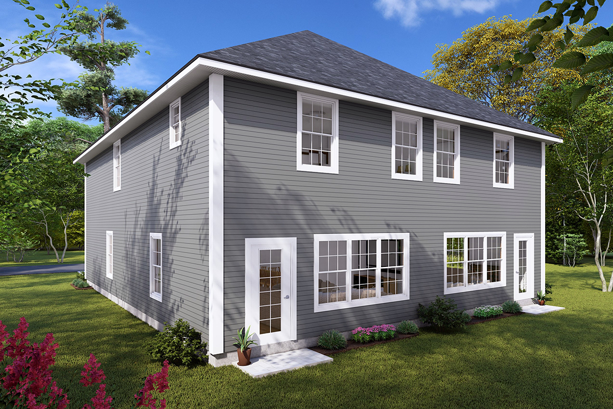 Traditional Plan with 3134 Sq. Ft., 6 Bedrooms, 6 Bathrooms, 2 Car Garage Rear Elevation