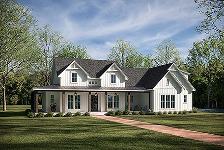 Country Farmhouse Southern Elevation of Plan 82900