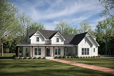 Country Farmhouse Southern Elevation of Plan 82900