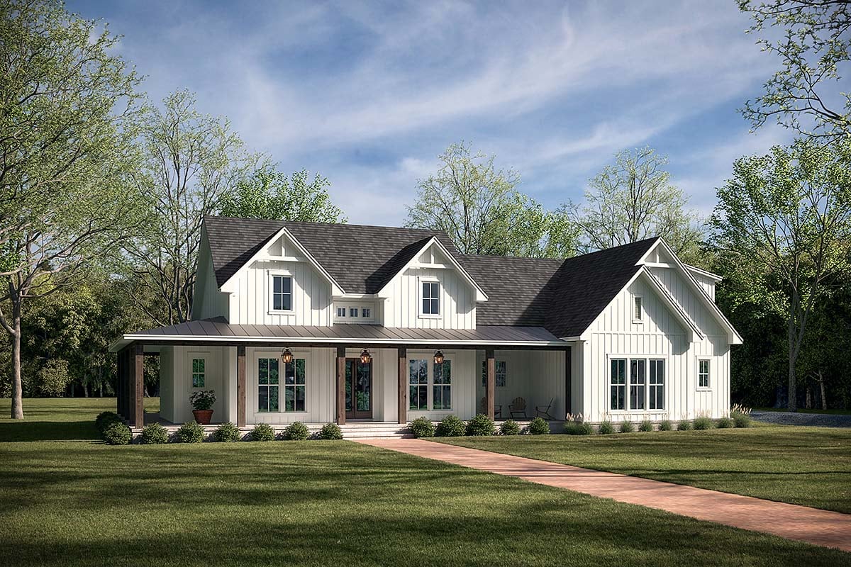 Country, Farmhouse, Southern Plan with 2377 Sq. Ft., 3 Bedrooms, 3 Bathrooms, 2 Car Garage Elevation