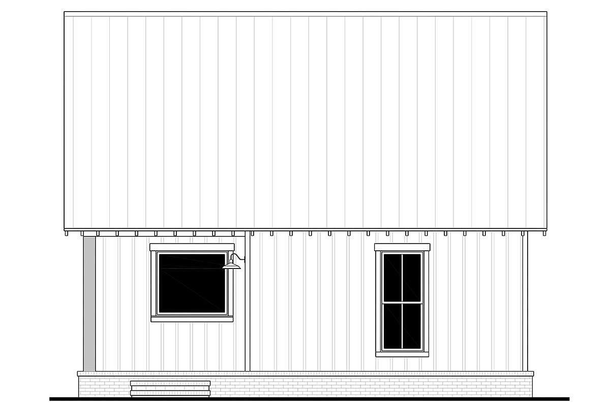 Cottage, Country, Farmhouse, Traditional Plan with 1295 Sq. Ft., 3 Bedrooms, 2 Bathrooms Rear Elevation