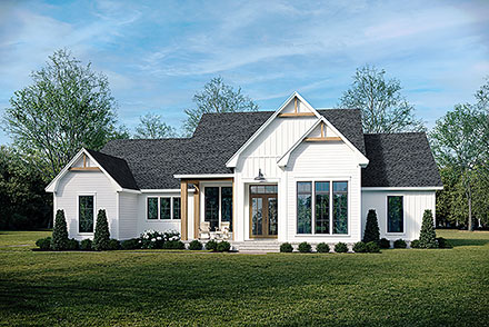 Country Craftsman Farmhouse Southern Elevation of Plan 82902