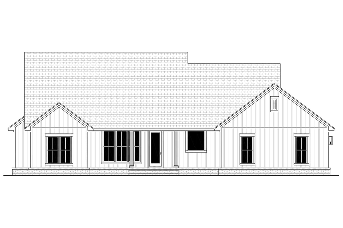 Country Craftsman Farmhouse Traditional Rear Elevation of Plan 82904