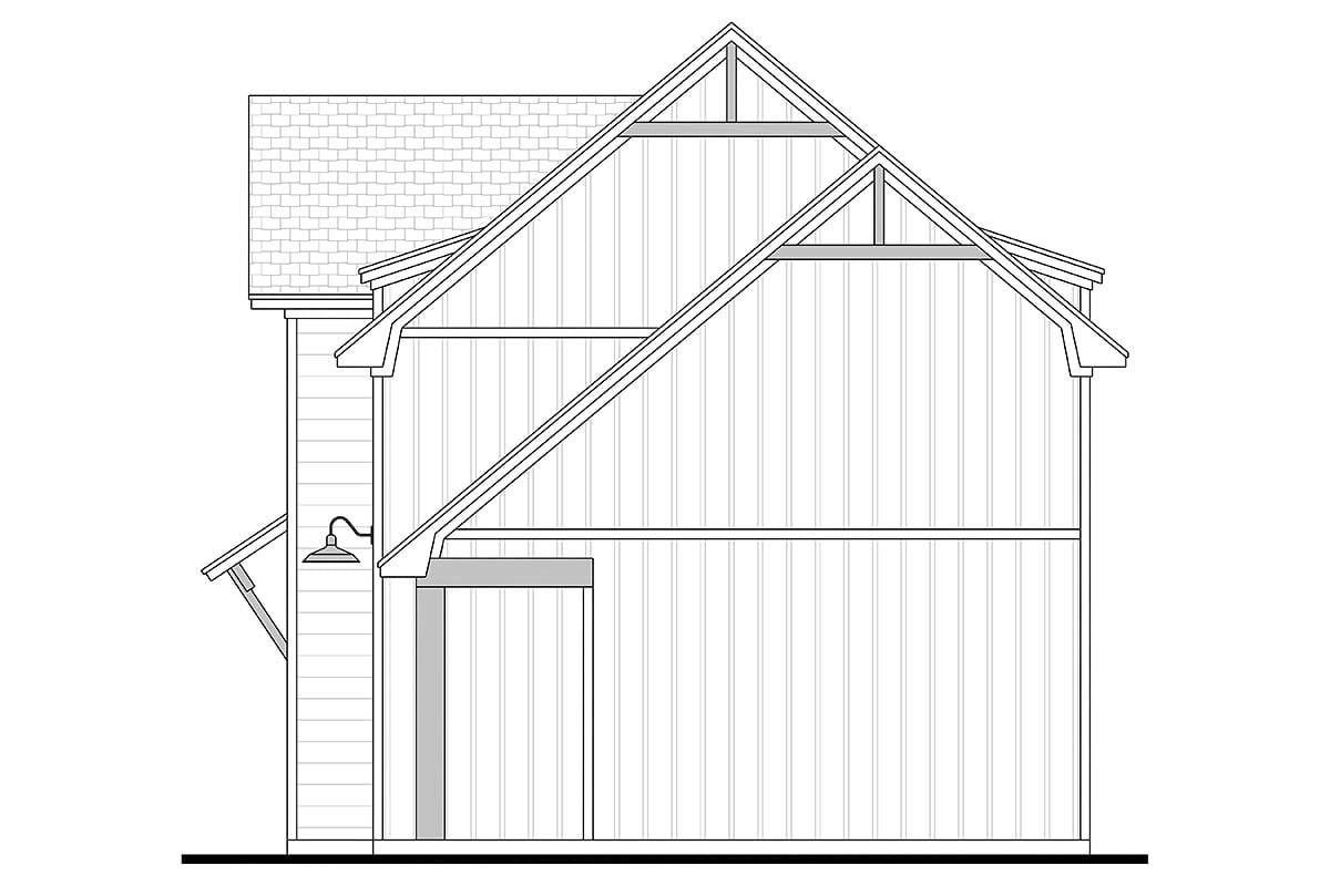 Craftsman, Farmhouse, Southern, Traditional Plan with 1271 Sq. Ft., 2 Bedrooms, 1 Bathrooms, 3 Car Garage Picture 2