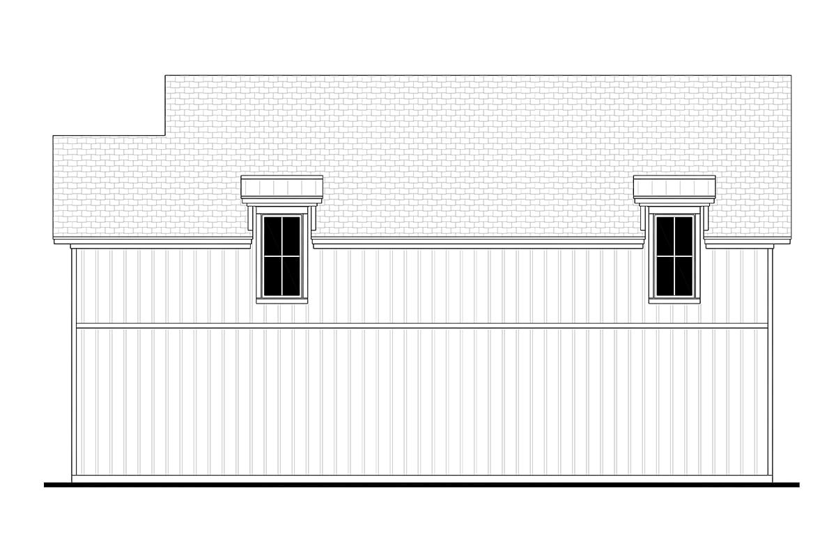 Craftsman, Farmhouse, Southern, Traditional Plan with 1271 Sq. Ft., 2 Bedrooms, 1 Bathrooms, 3 Car Garage Rear Elevation