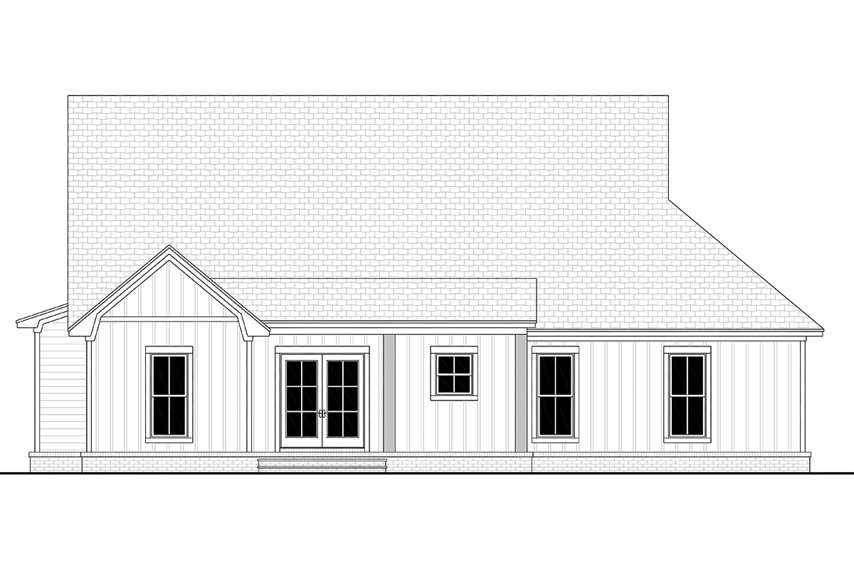 Country Farmhouse Traditional Rear Elevation of Plan 82908