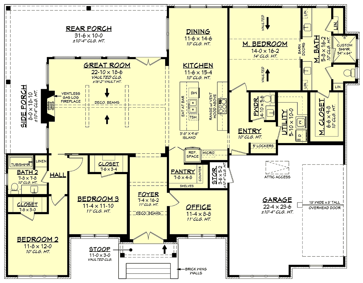 Farmhouse Traditional Level One of Plan 82909