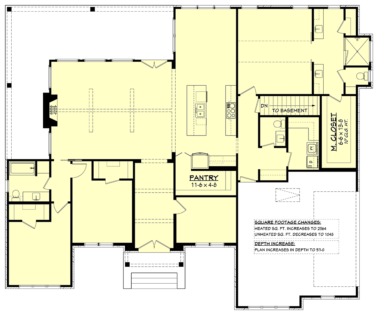 Farmhouse Traditional Alternate Level One of Plan 82909