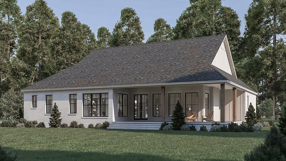 Farmhouse, Traditional Plan with 2253 Sq. Ft., 3 Bedrooms, 3 Bathrooms, 2 Car Garage Rear Elevation