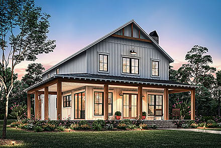 Barndominium Country Farmhouse Southern Elevation of Plan 82910