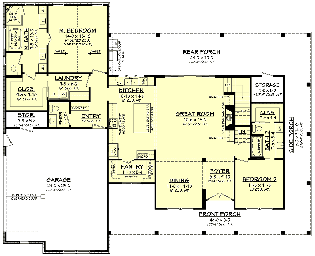 Country Craftsman Farmhouse Southern Level One of Plan 82914