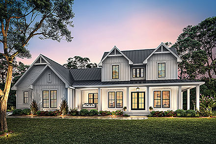 Country Craftsman Farmhouse Southern Elevation of Plan 82914