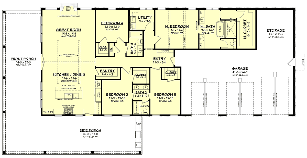 Barndominium Country Farmhouse Traditional Level One of Plan 82915