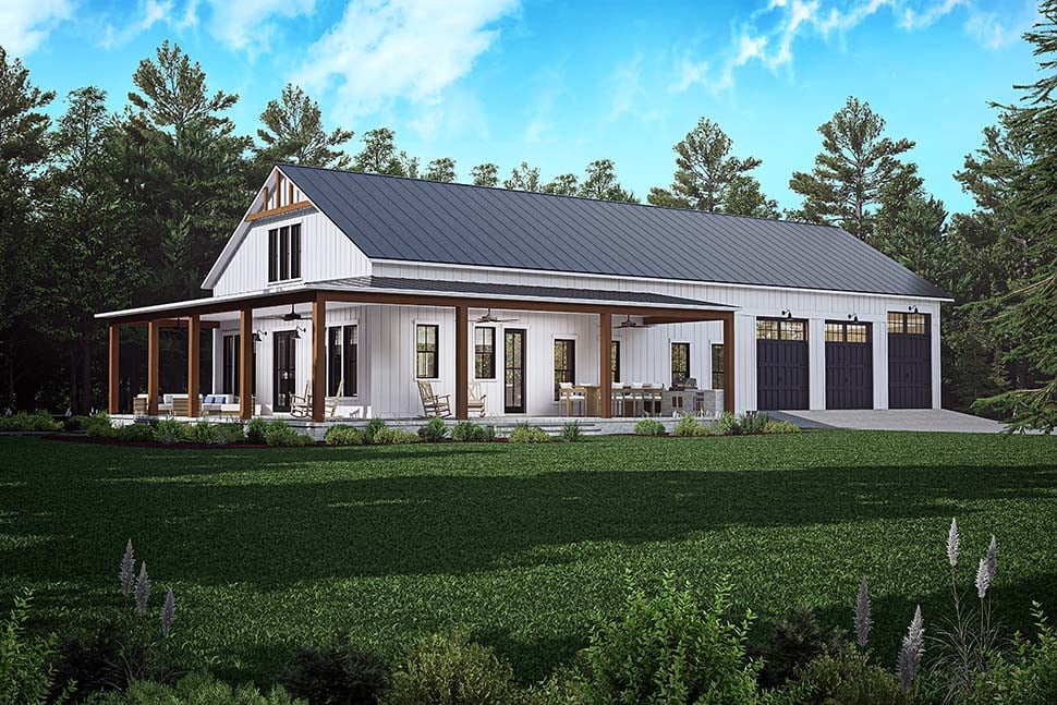 Barndominium, Country, Farmhouse, Traditional Plan with 2500 Sq. Ft., 4 Bedrooms, 3 Bathrooms, 3 Car Garage Picture 5