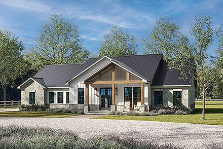 Cottage Country Craftsman Farmhouse Southern Elevation of Plan 82918