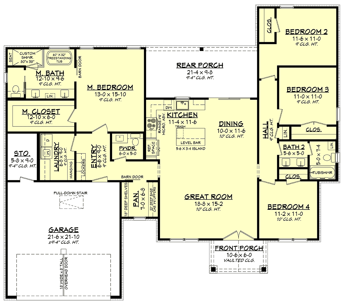 Cottage Country Craftsman Farmhouse Southern Level One of Plan 82922