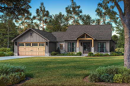 Cottage Country Craftsman Farmhouse Southern Elevation of Plan 82922