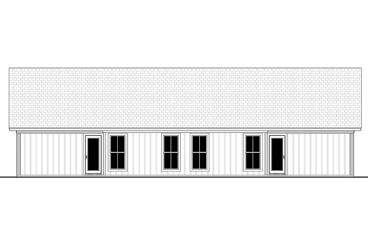Country Farmhouse Traditional Rear Elevation of Plan 82923