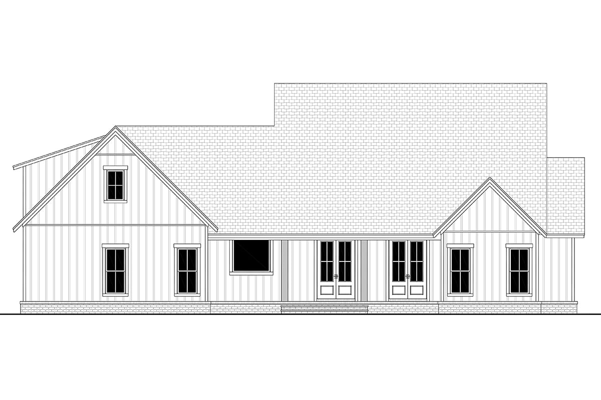 Country Craftsman Farmhouse Traditional Rear Elevation of Plan 82924